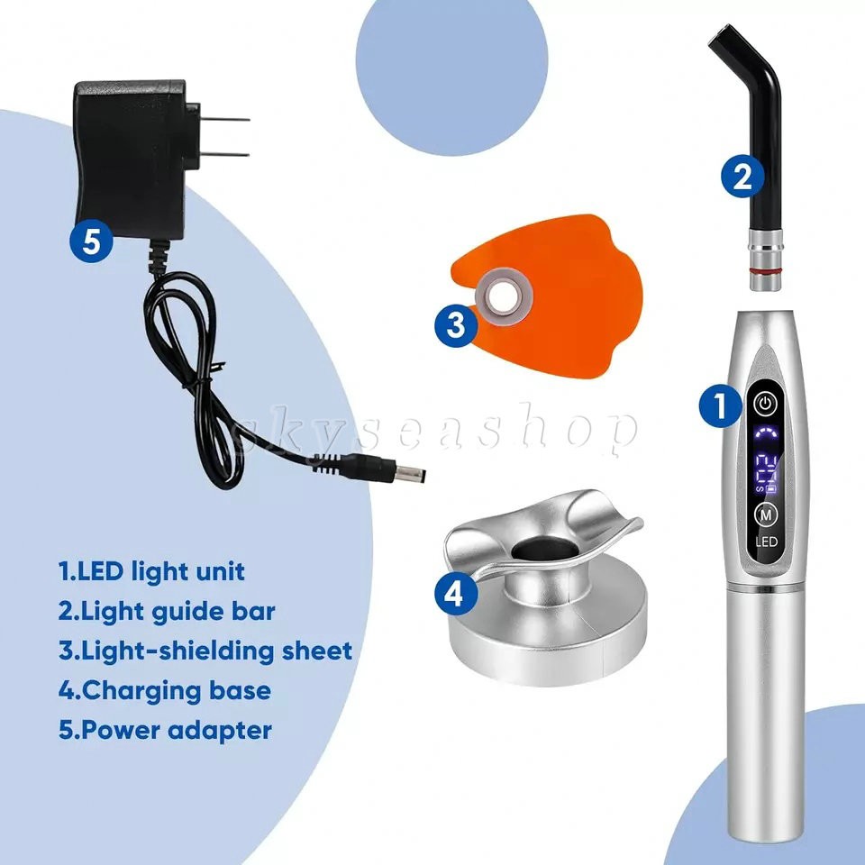 Dental Upgraded Rainbow LED Curing Light 1500-2000mw/cm2 3 Modes Silver