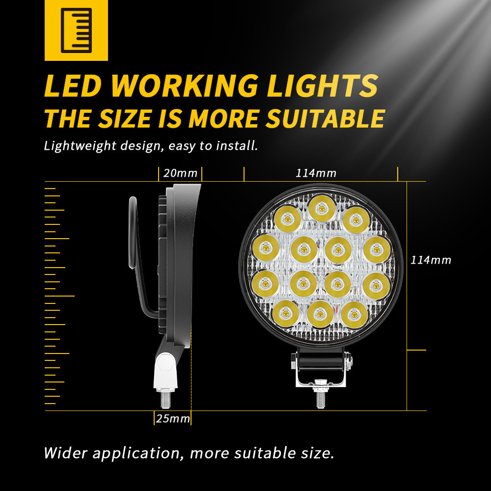 Fit for LED Forklift Front Light 12V Loader Headlight Excavator 4'' Work Light