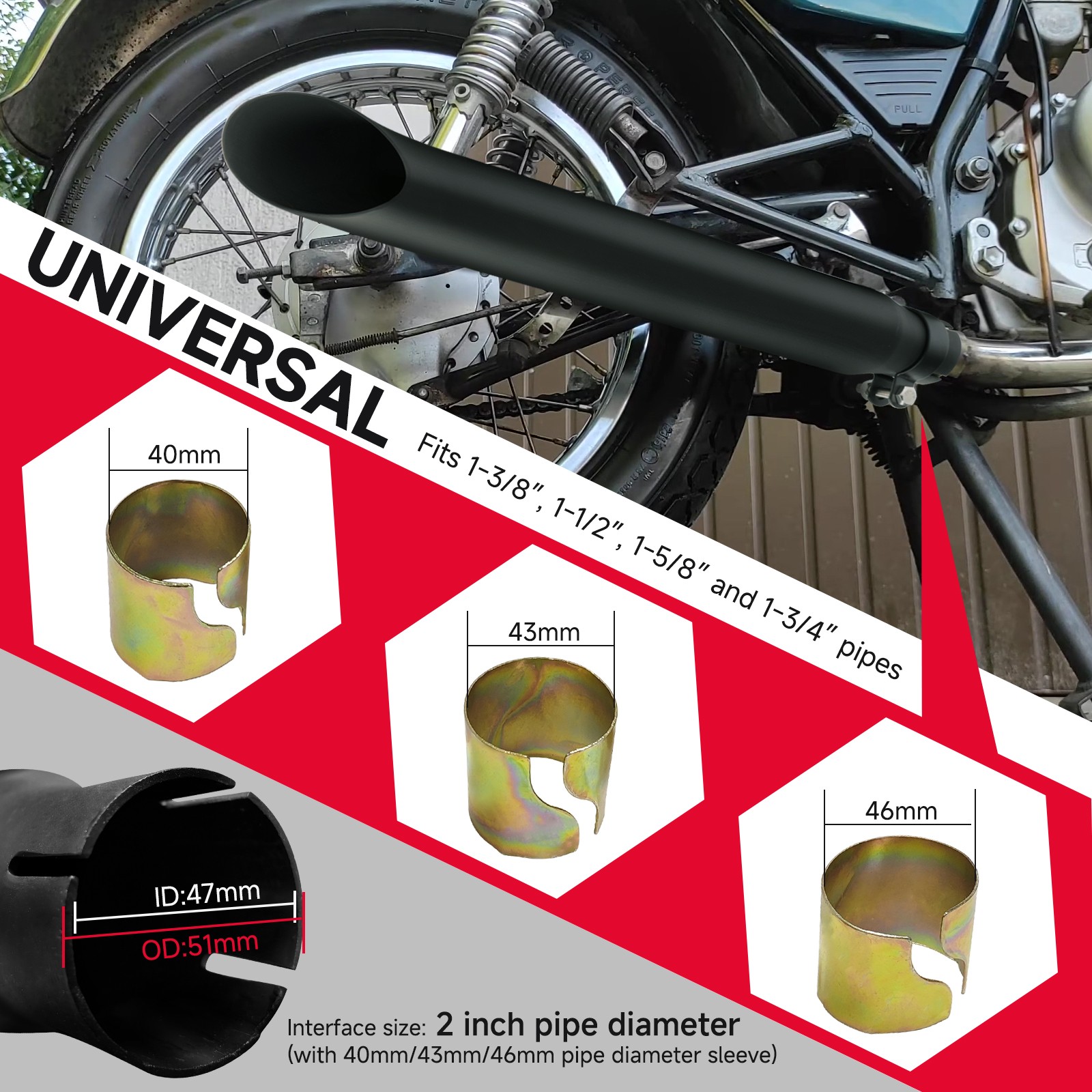 2pcs Motorcycle Slip-On Exhaust Muffler Pipes For Yamaha Road Star XV1600 XV1700