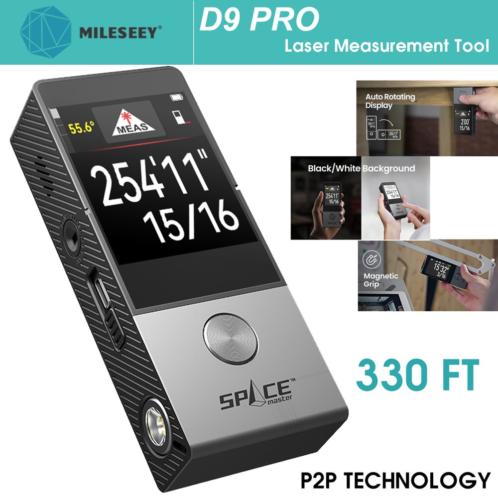 330Ft Laser Measure Tool ±2mm Accuracy  M/in/Ft Unit Switching Touchscreen