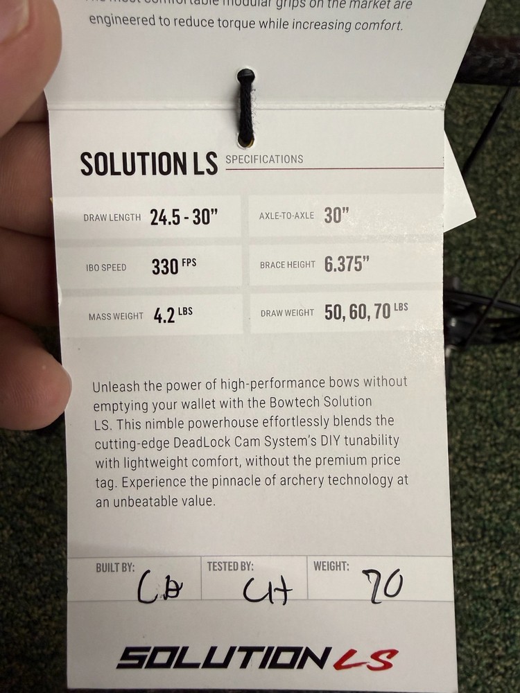 Bowtech Solution LS - Right Hand - 70# - OD Green