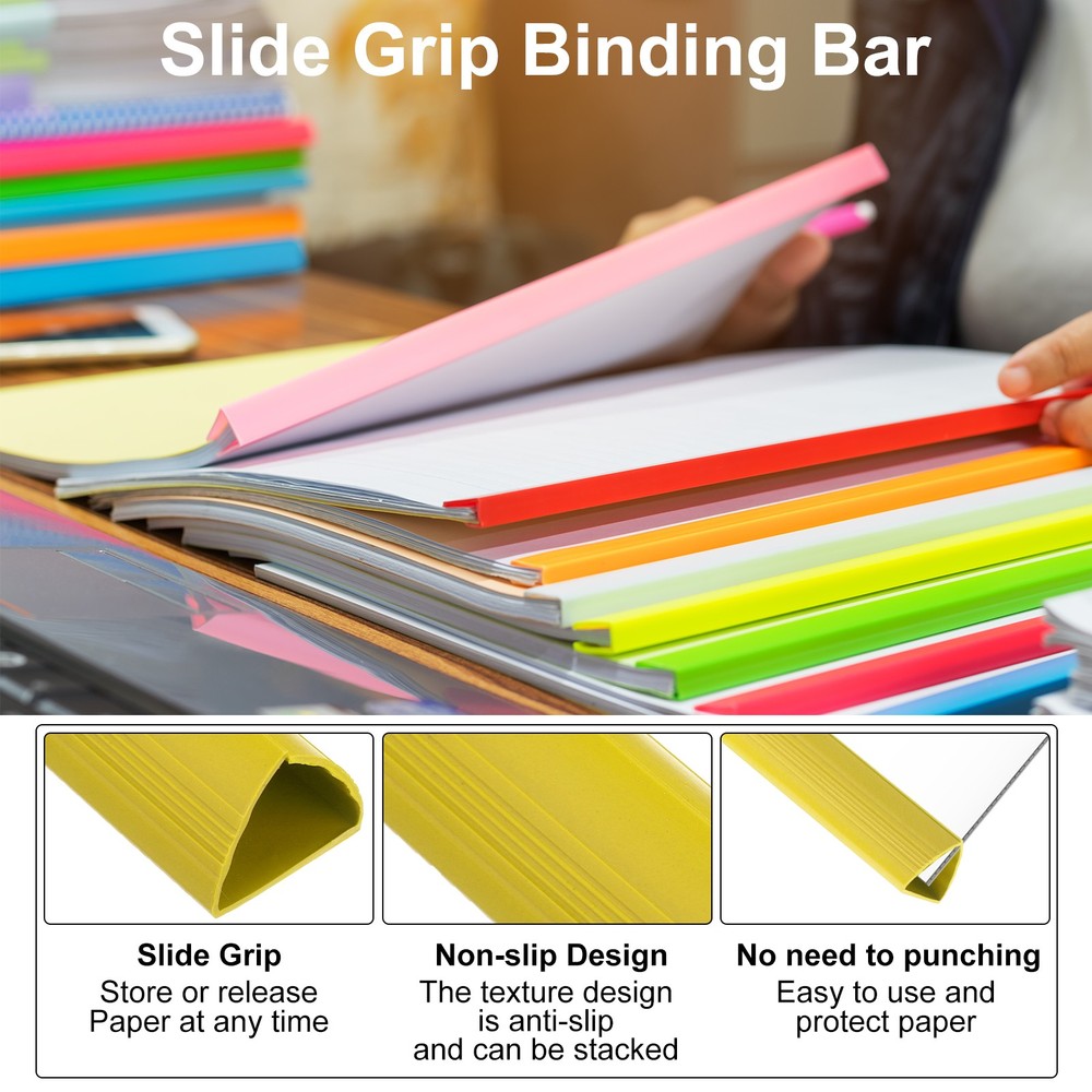 30Pcs 20x25mm Binding Bars, 220 Sheets Capacity, Yellow
