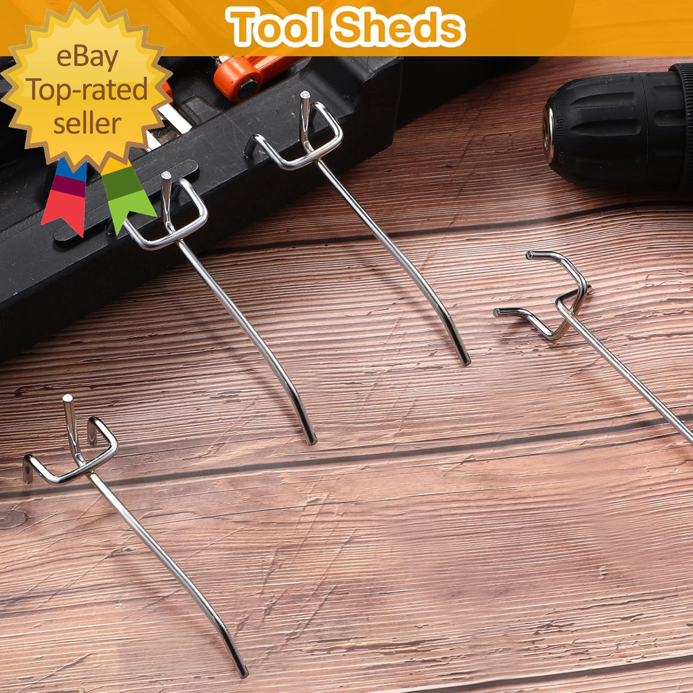 100 Pack Peg Board Hooks Stainless Steel Pegboard Hooks Shelving Display Hanging