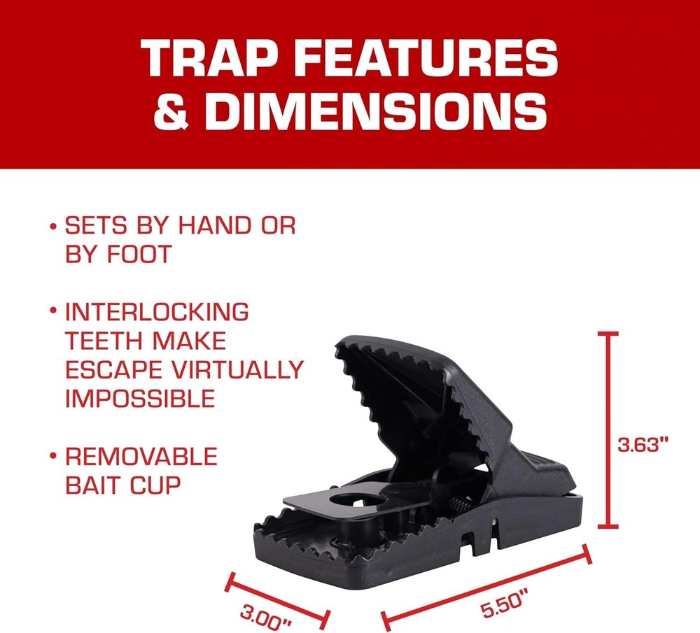 Effective Rat Snap Trap - Indoor & Outdoor Use - Easy Setup & Reusable Design