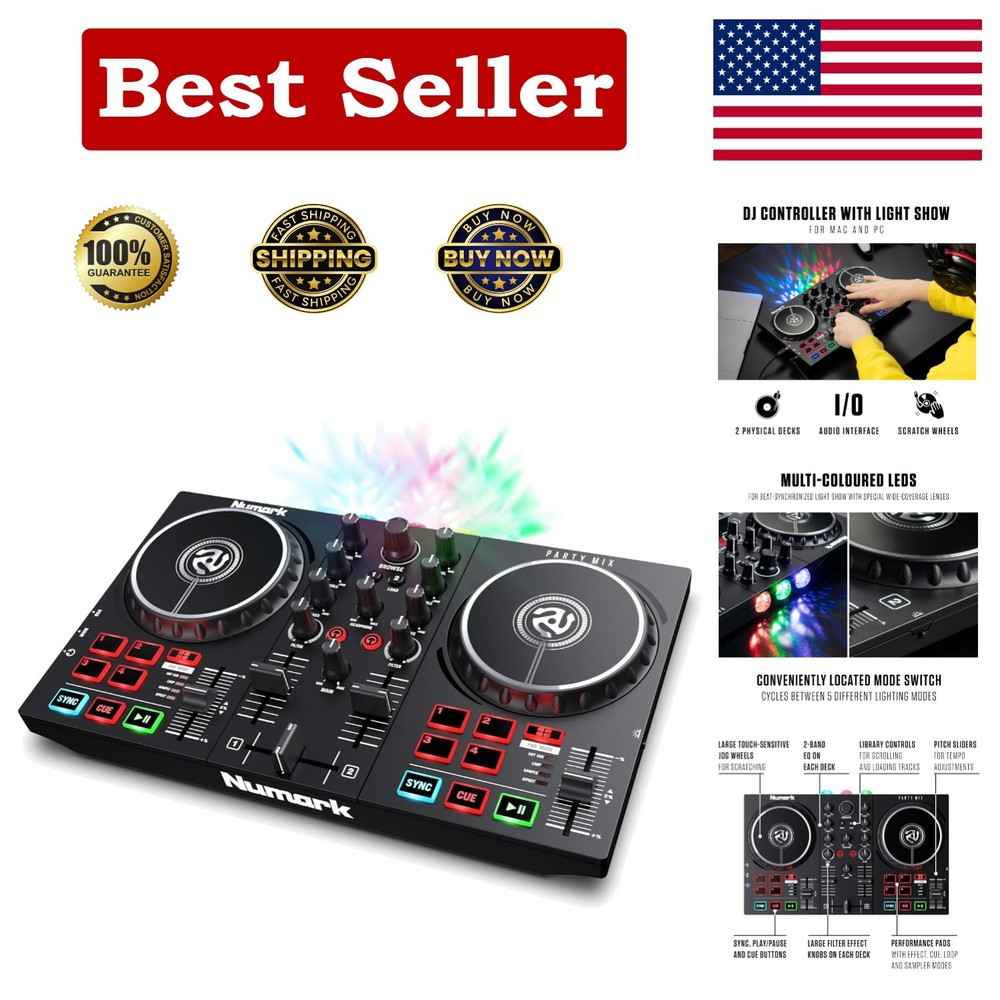 Professional-Grade DJ Controller with 2 Decks, Sync Lights & USB Connectivity
