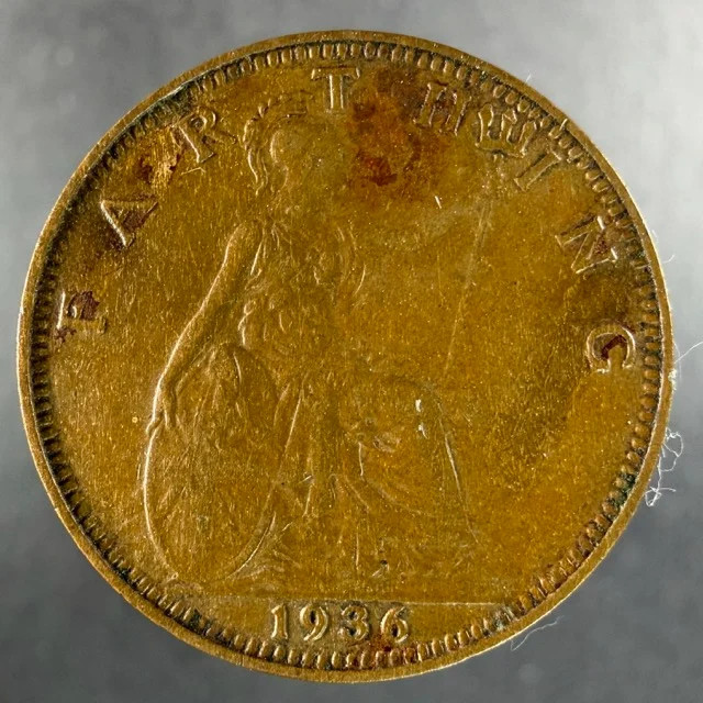 1936 Great Britain Farthing George V Britannia Reverse