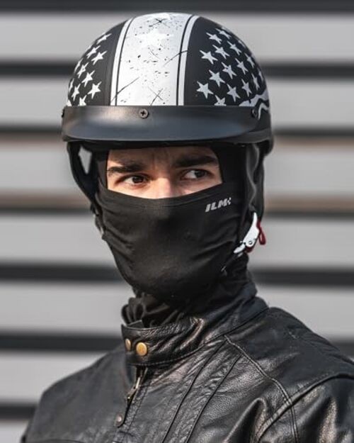 Half Helmet Motorcycle Open Face Sun Visor Quick Release Small Patriotic Flag