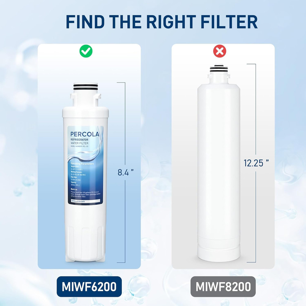 MIWF6200 Water Filter, Compatible with Sharp® SJWF200, SJG2254FS, Thor Kitchen®