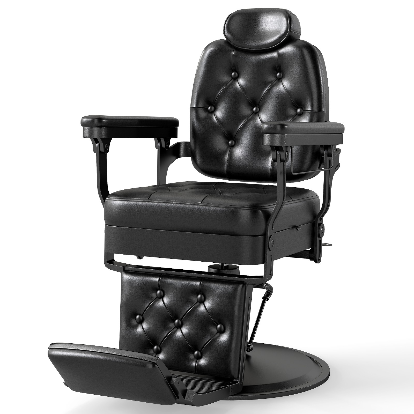 Black Recline All Purpose Vintage Barber Chair Hydraulic Heavy Duty Salon Beauty