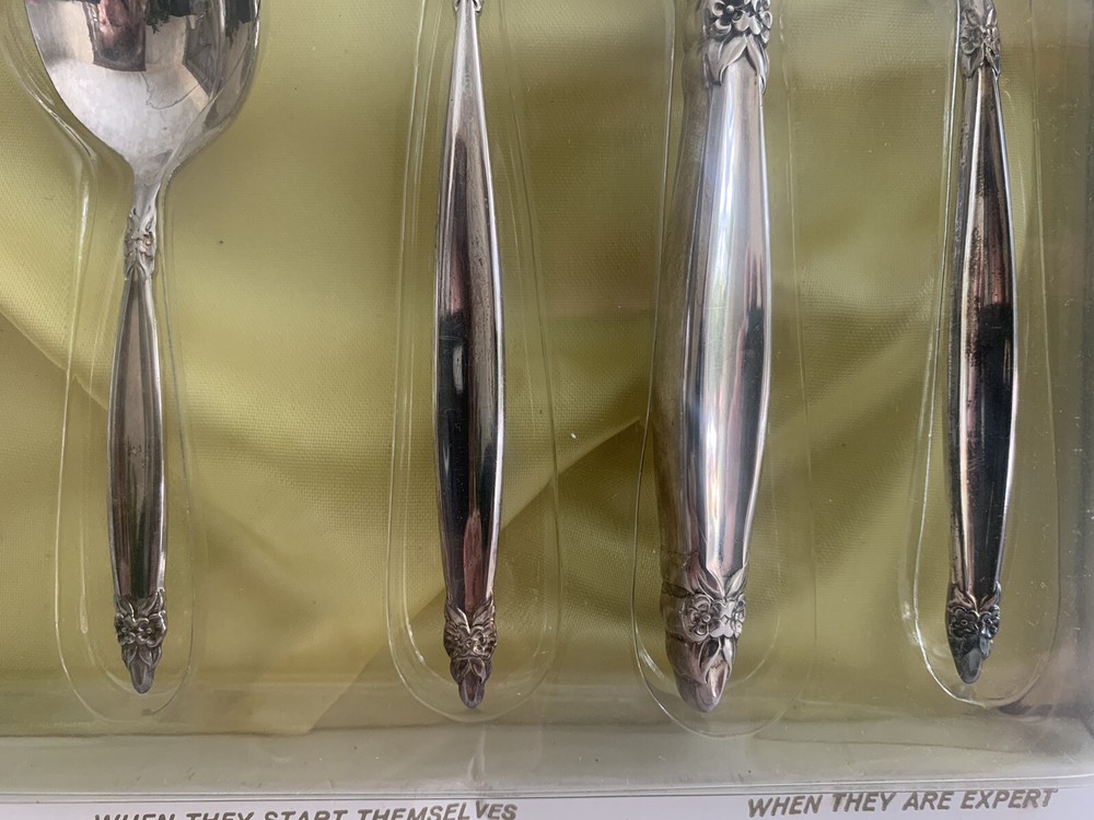 Vintage Rogers Bros Silverplate Baby Child Silverware Set Floral