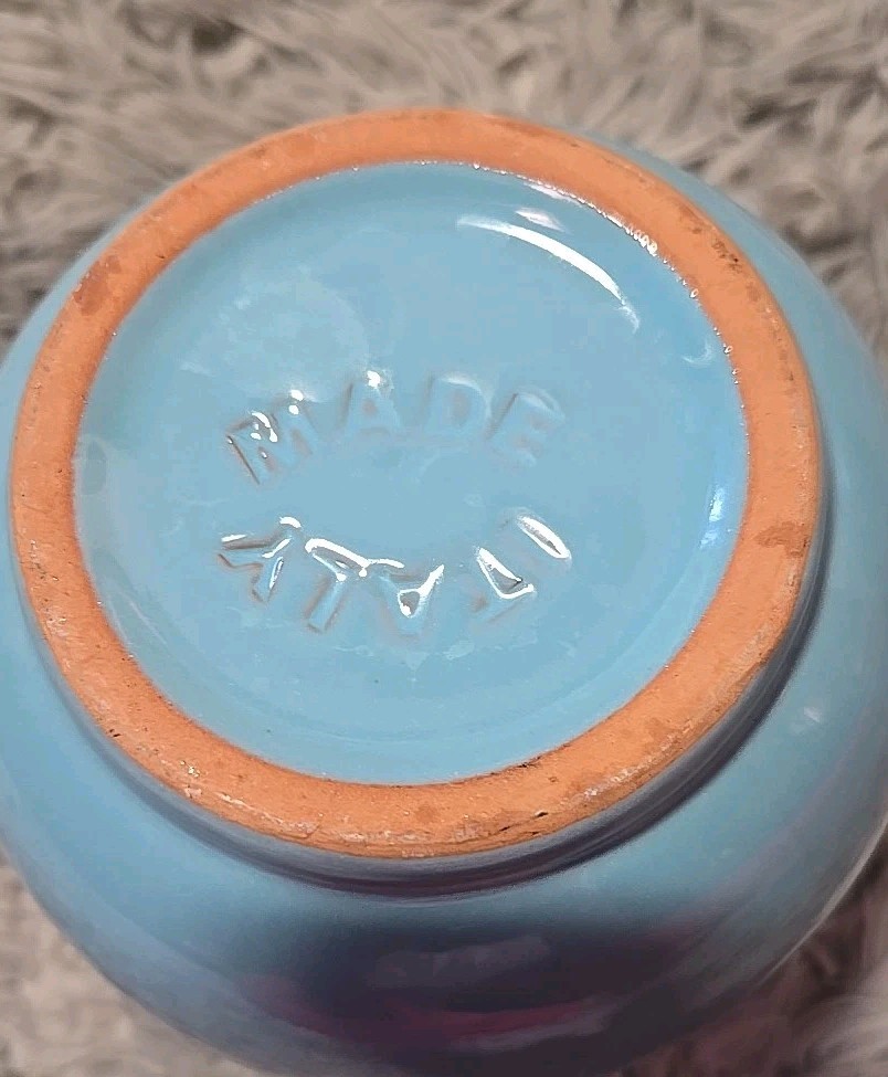 Rustic Ceramic Pitcher Jug Made In Italy Turquoise EUC