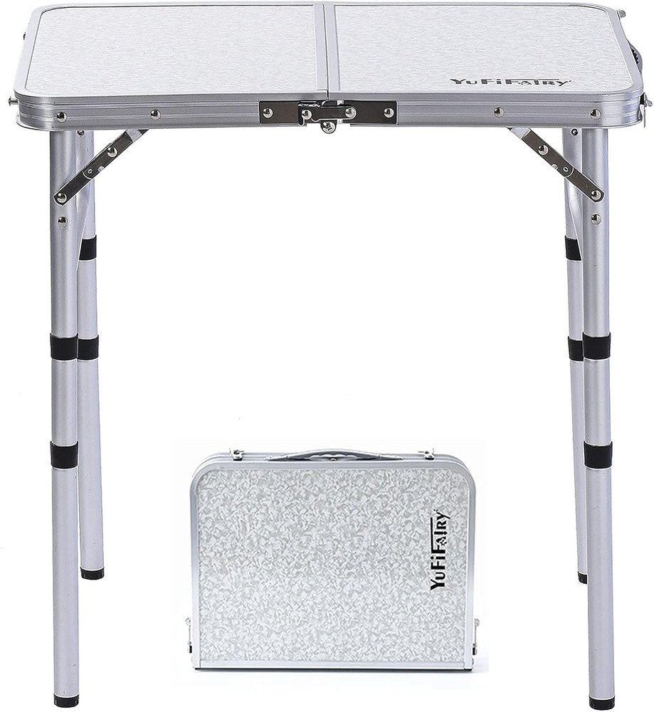 Small Folding Table Portable 24''Lx16''W Camping Table W/ Adjustable Height