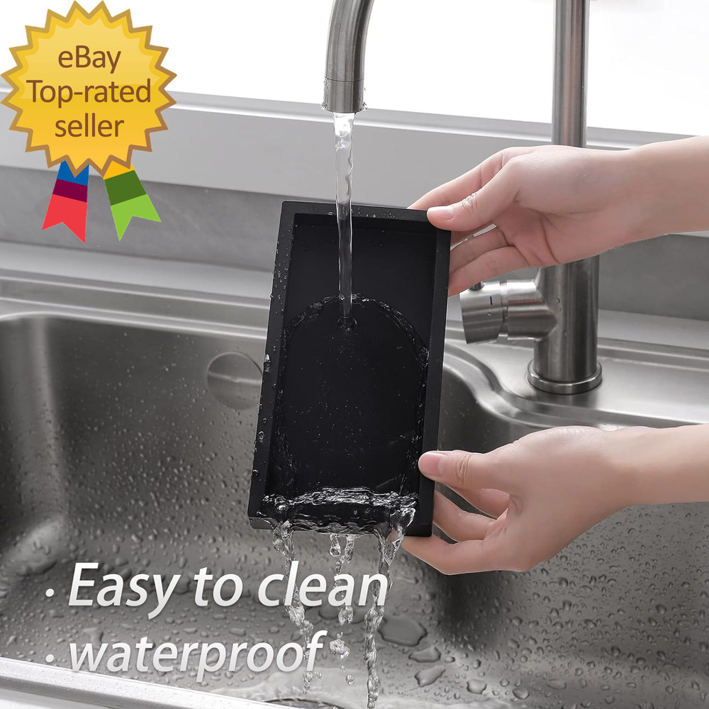 Small Silicone Bathroom Vanity Tray Rectangle Soap and Sponge Holder Kitchen Sin