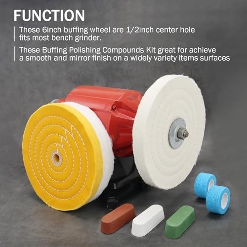 8" Buffing Polishing Wheels Set - Soft/Fine/Medium for Bench Grinder, 3PCS + 7.4