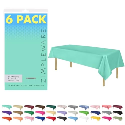 Premium Plastic Table Cloth Disposable (6 Pk) Plastic 6 Pack Rectangle Aqua