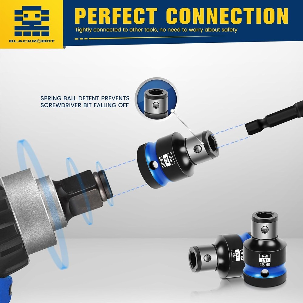 BLACKROBOT Impact Socket Adapter 3/8 to 1/4 2pc