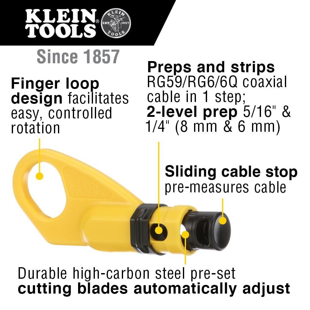 Klein Tools 80151 Coax Cable Compression Crimper and Stripper Set with Yellow