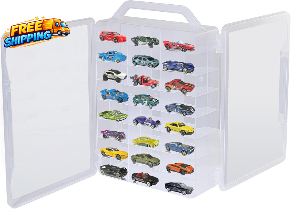 Double Sided Storage Case for Hot Wheels Storage with Carrying Handle Portable