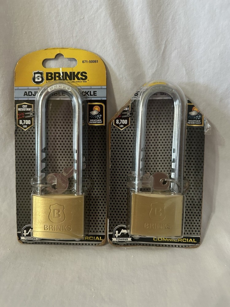 Two (2) Brinks Commercial Padlocks Adjustable Shackle, 671-50061