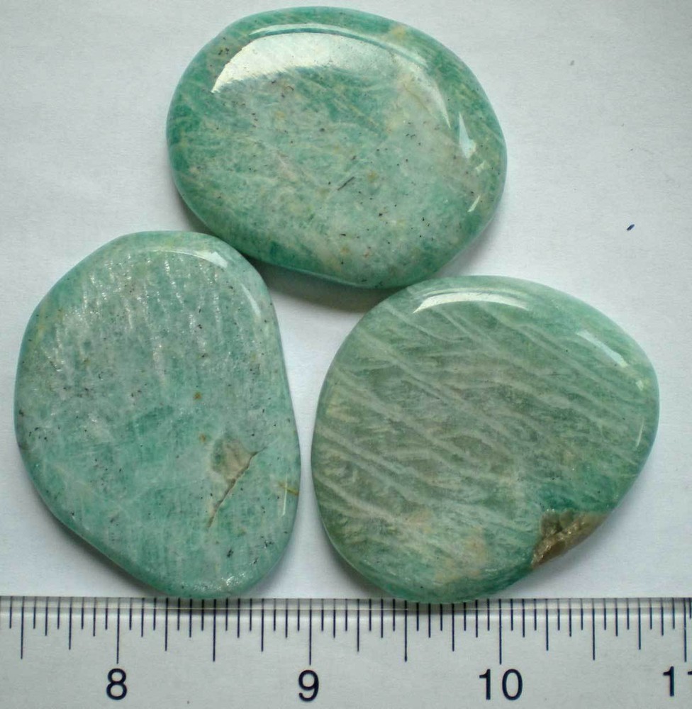 Amazonite - 3 Flat Palmstones sc921j