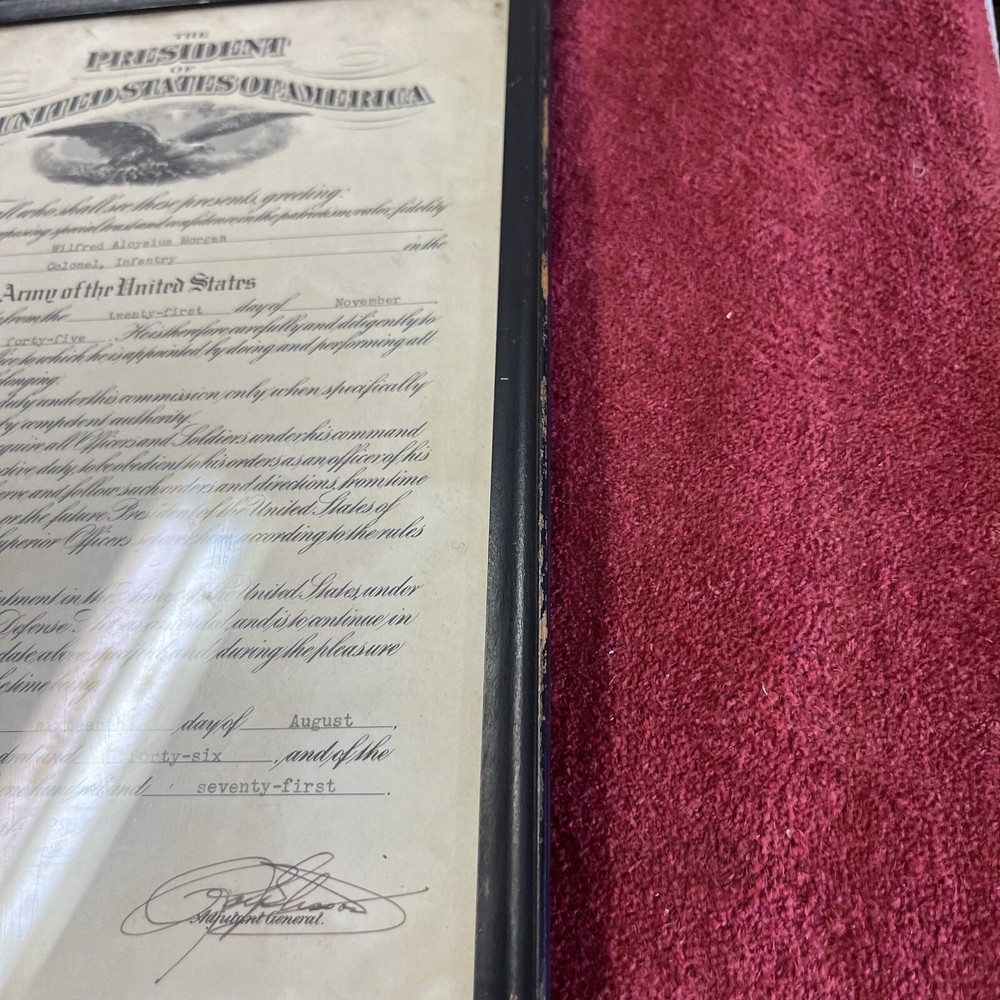 1945 US Army Officer Discharge Cert. Frame Colonel Infantry