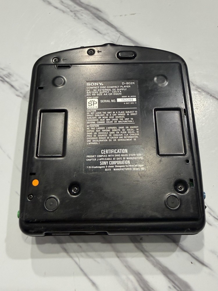 Sony Car DiscMan D-802K Portable CD Player- Tested Works