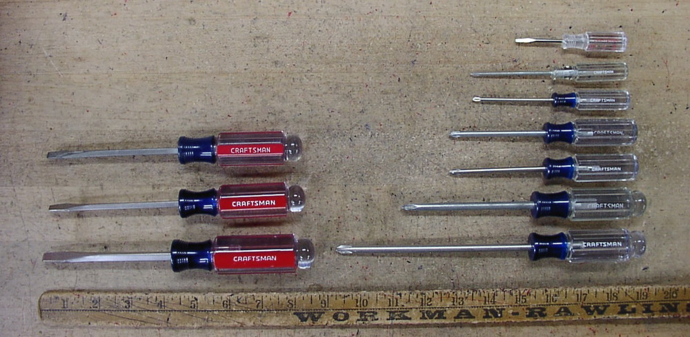 EXCEPTIONAL  Vntg 10 Pc. Craftsman Plastic Handle Screwdrivers,Std. & Phillips