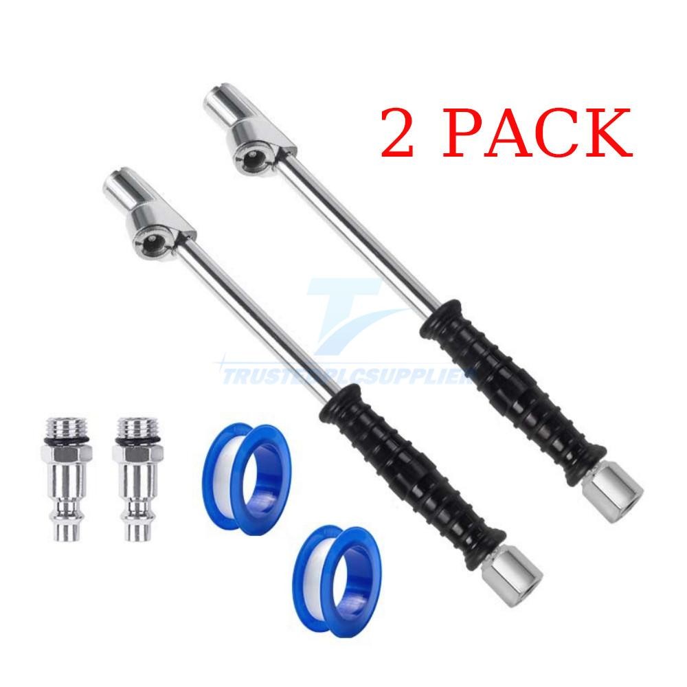2*Dual Head Air Chuck 1/4" FNPT Straight Foot Lock On Truck RV Tire Inflate Chuc