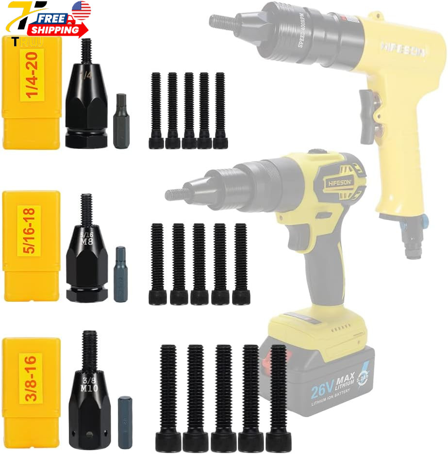 HIFESON Pneumatic Self-Locking Rivet Nut Gun Head(Replacement Mandrel Each 5pcs