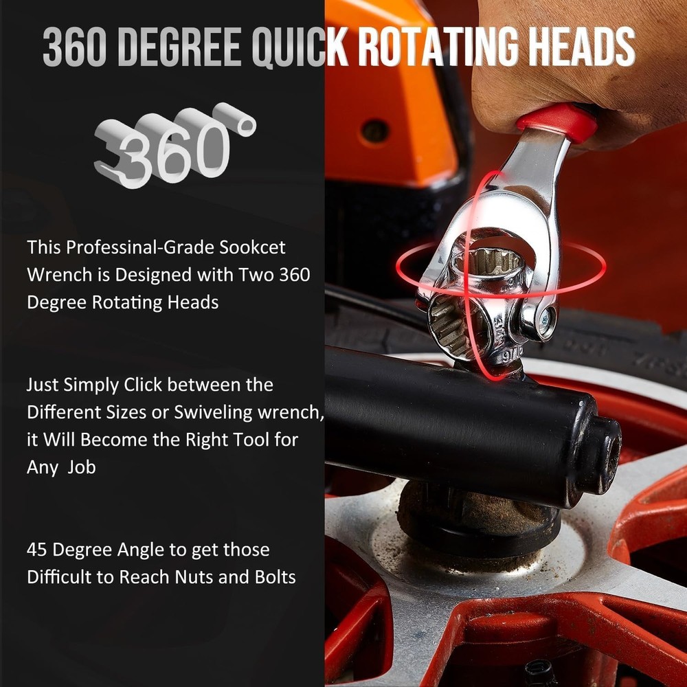 48-in-1 Socket Wrench, Flexible Multi Functional Dog Bone with Rubber Handle,...