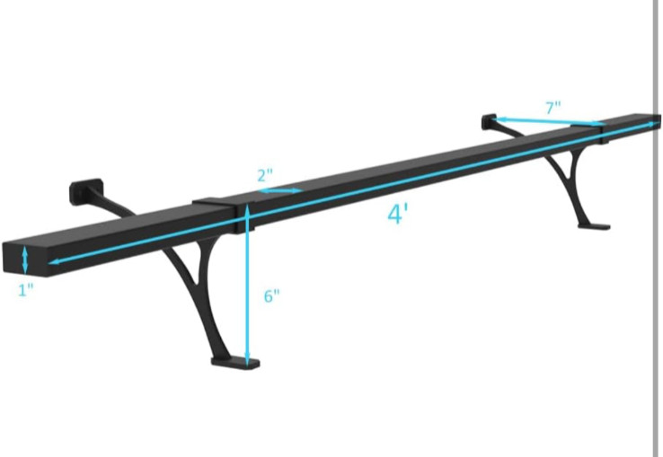 Foot Rail Kit Railing Hardware Undercounter Mount Hardware Improve Comfort 4' Bl