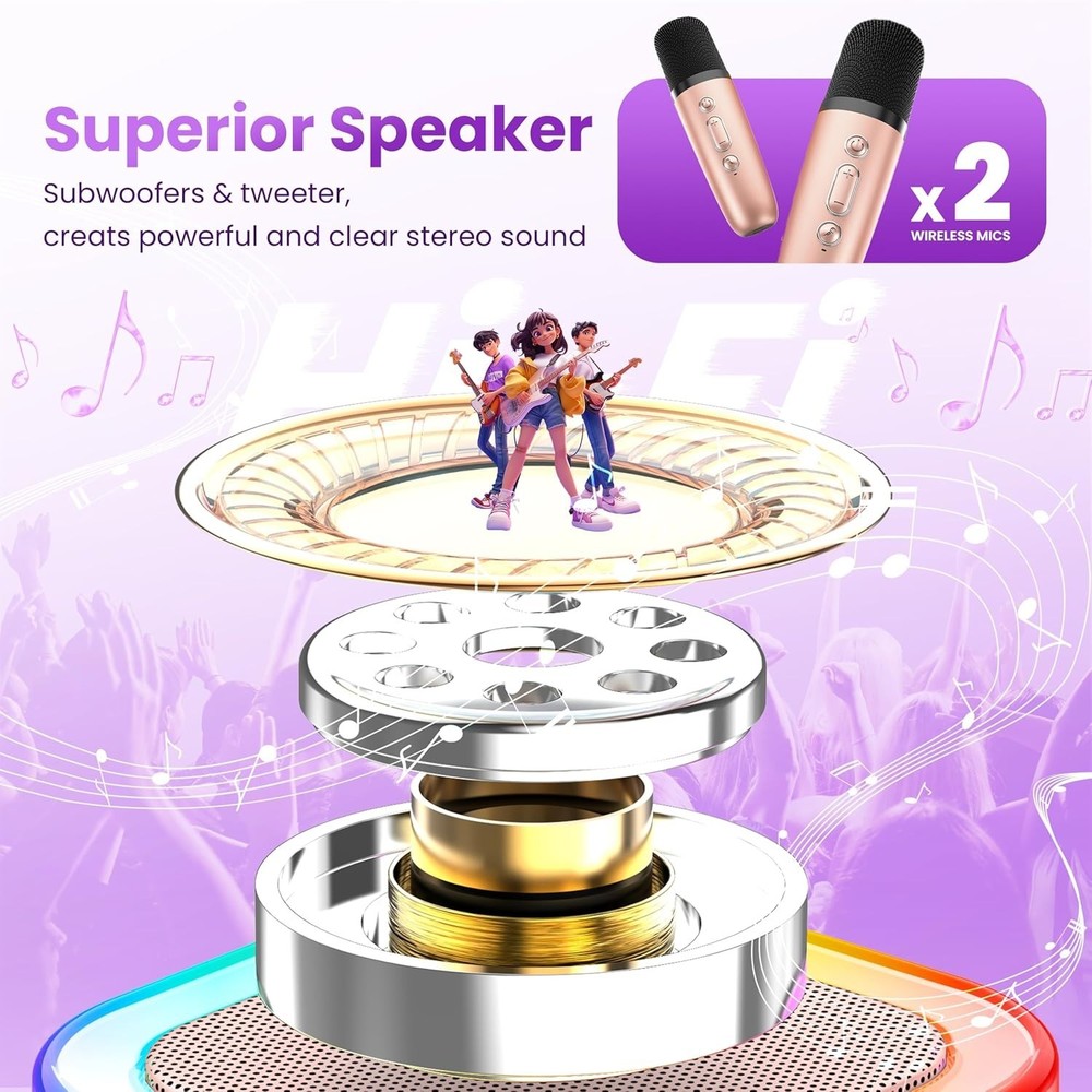 Wireless Karaoke Machine - Ideal for Parties with Bluetooth and Multiple Inputs