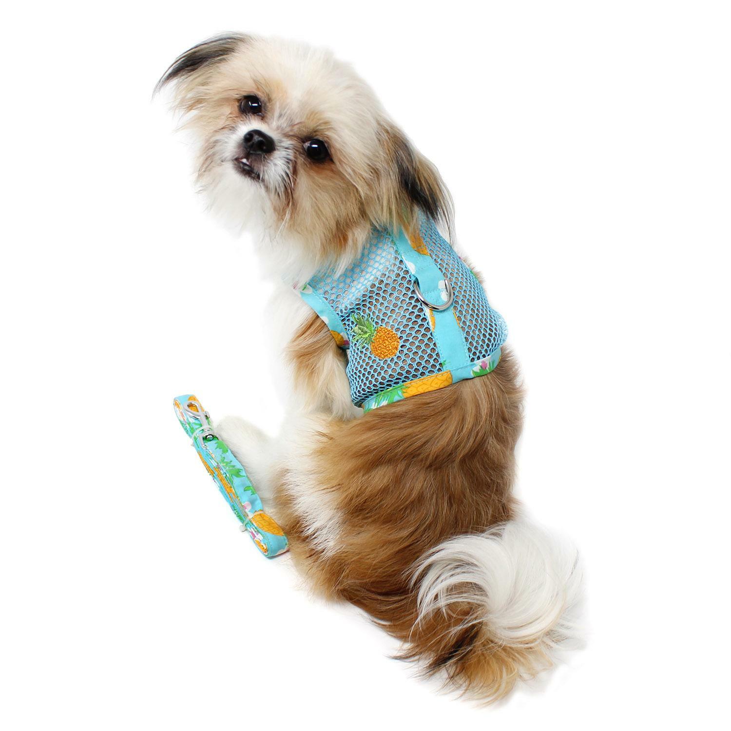 Cool Mesh Dog Harness with Leash - Pineapple Luau & Matching Leash XS-L