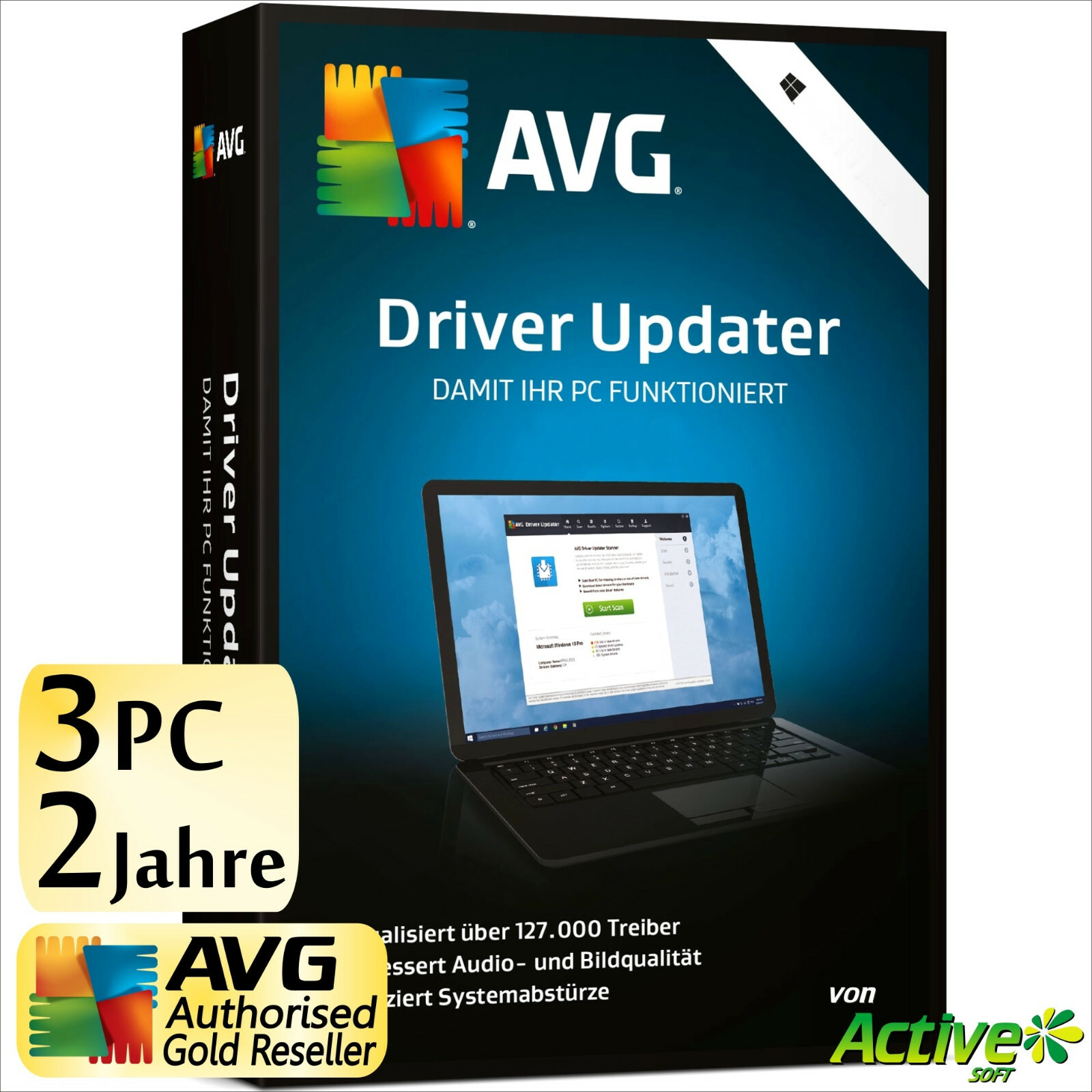 AVG Driver Updater 2024 3 PC 2 Jahre | VOLLVERSION/Upgrade | NEU DE-Lizenz