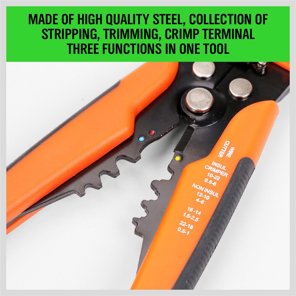 8" Self-Adjusting Insulation Wire Stripper cutter crimper Terminal Tool Pliers