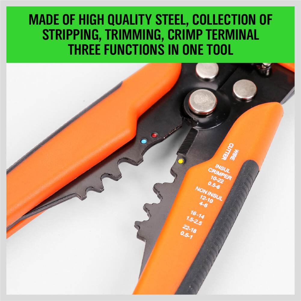 Self-Adjusting Insulation Wire Stripper cutter crimper Terminal Tool Pliers 8"