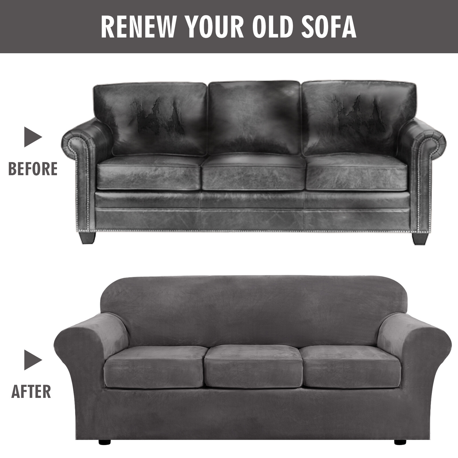 Velvet Stretch Couch Cover Sofa Covers for 1/2/3 Cushion Couch Sofa Slipcovers