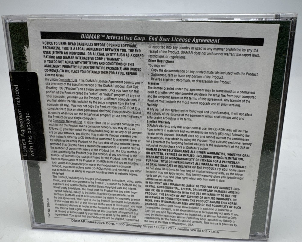 Golf Tips Breaking 100 DiAmar Interactive Beginning -Intermediate Golfer CD-ROM