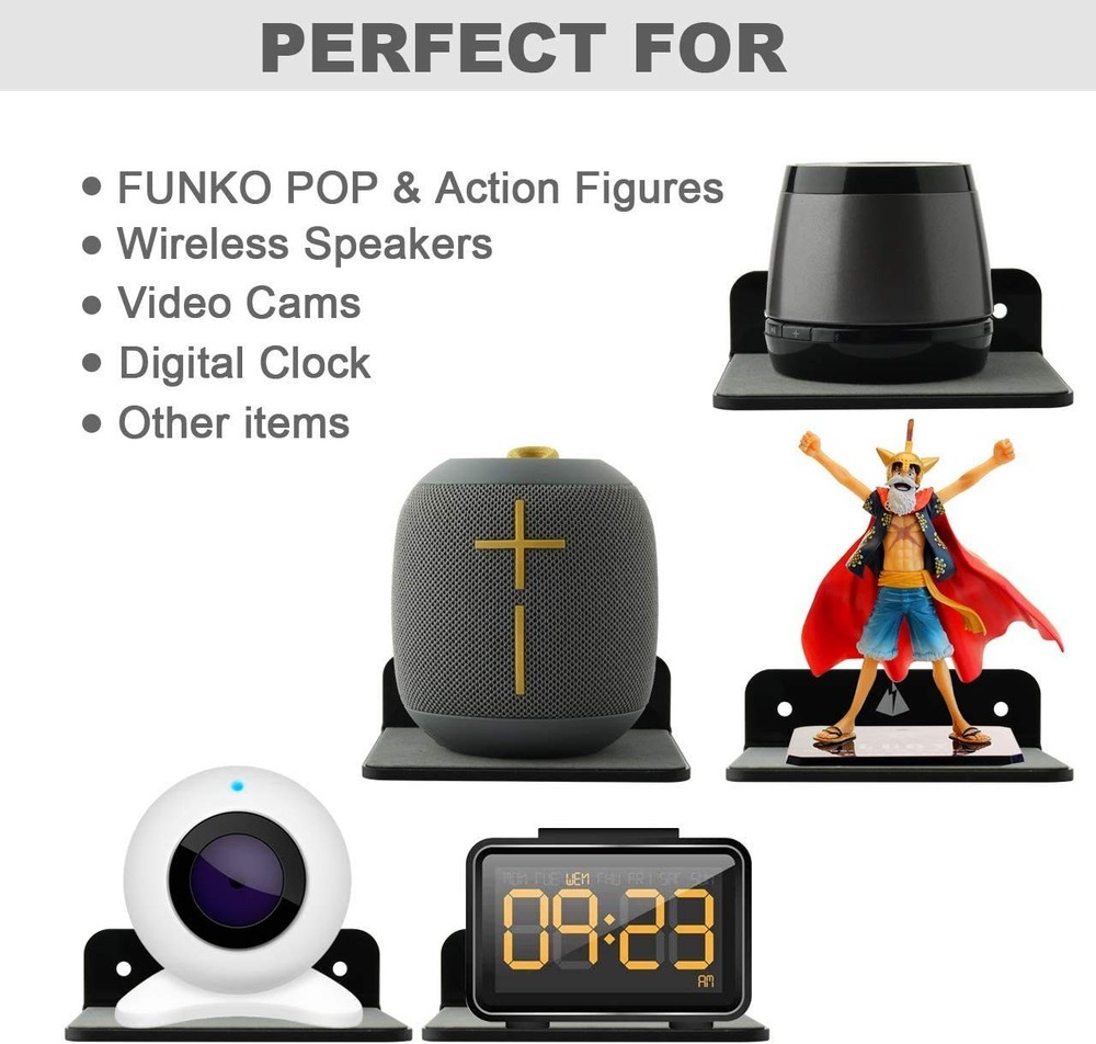 2 Pack Small Floating Shelves Speaker Wall Mount for Bluetooth Speaker