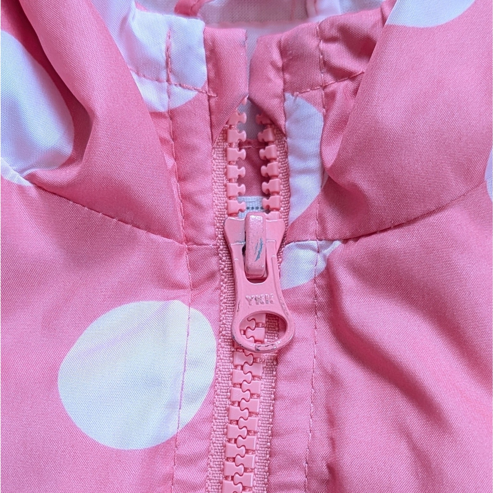 Carter's Pink White Polka Dot Lightweight Full Zip Nylon Raincoat Jacket