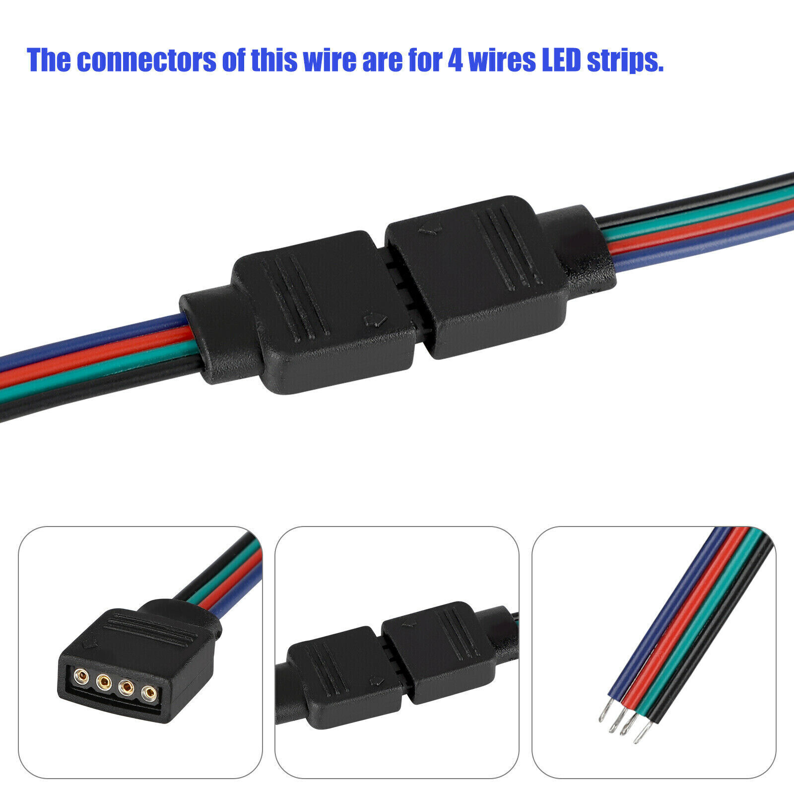 20/40PCS 4PIN Male/Female Connector Wire Cable For 5050 3528 RGB LED Strip Light
