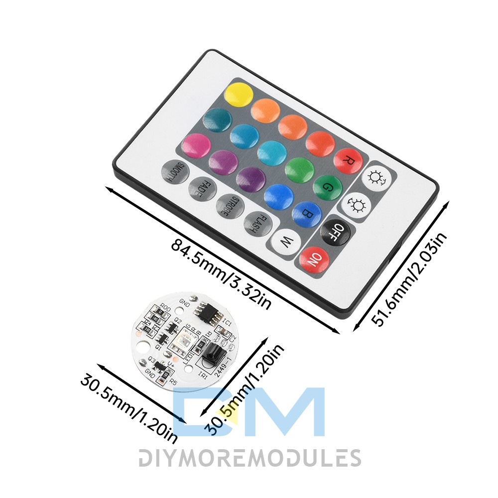DC 5V RGB Light Board 24 Key IR Wireless Remote Control Switch LED Control