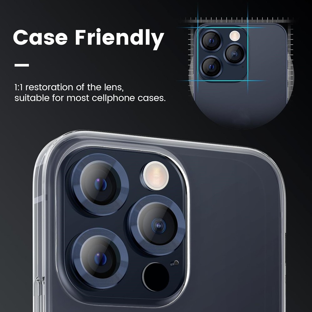 2 Pack For iPhone 15 Pro Max/15 Pro Ring Tempered Glass Camera Lens Protector