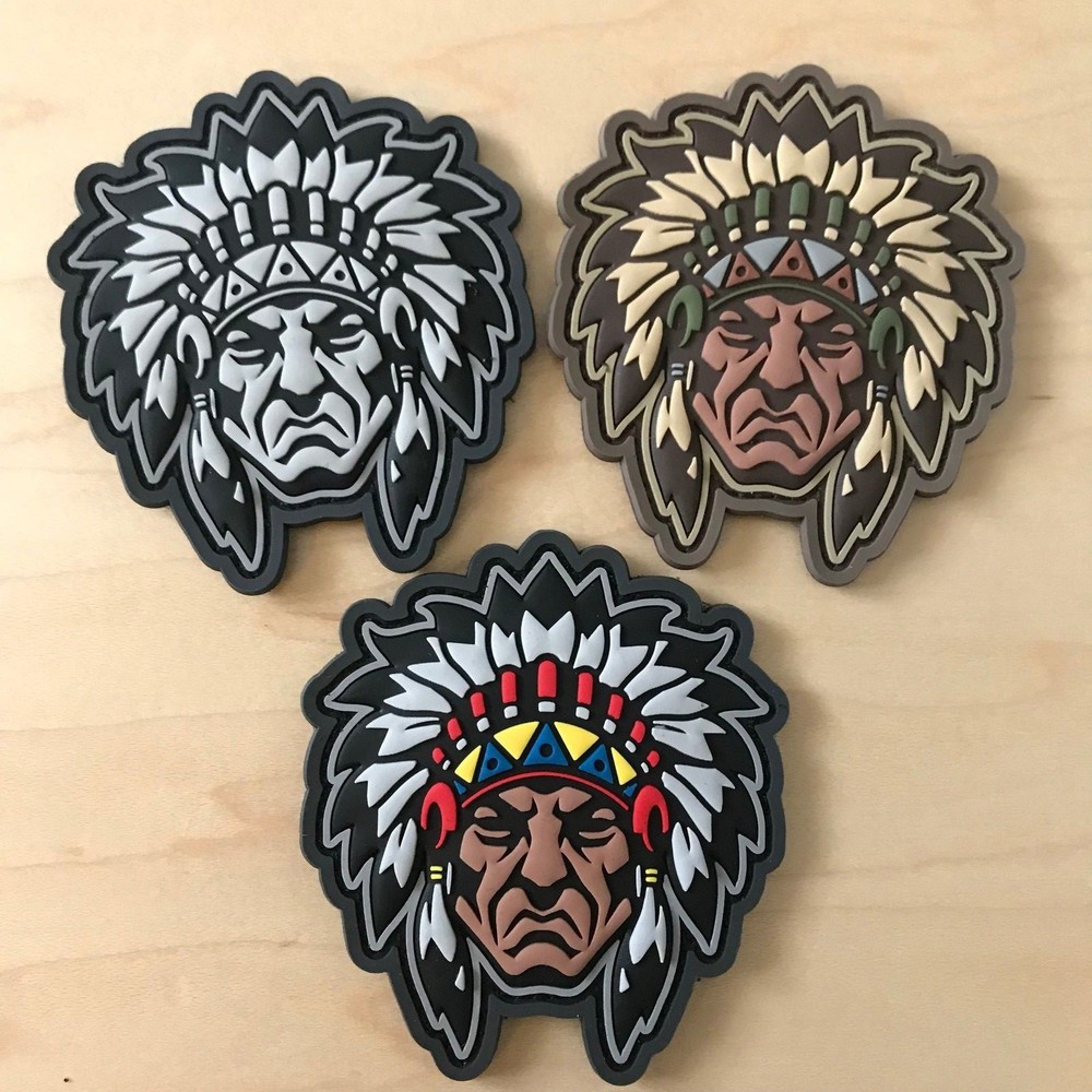 Native American Chief Head PVC Morale Patch