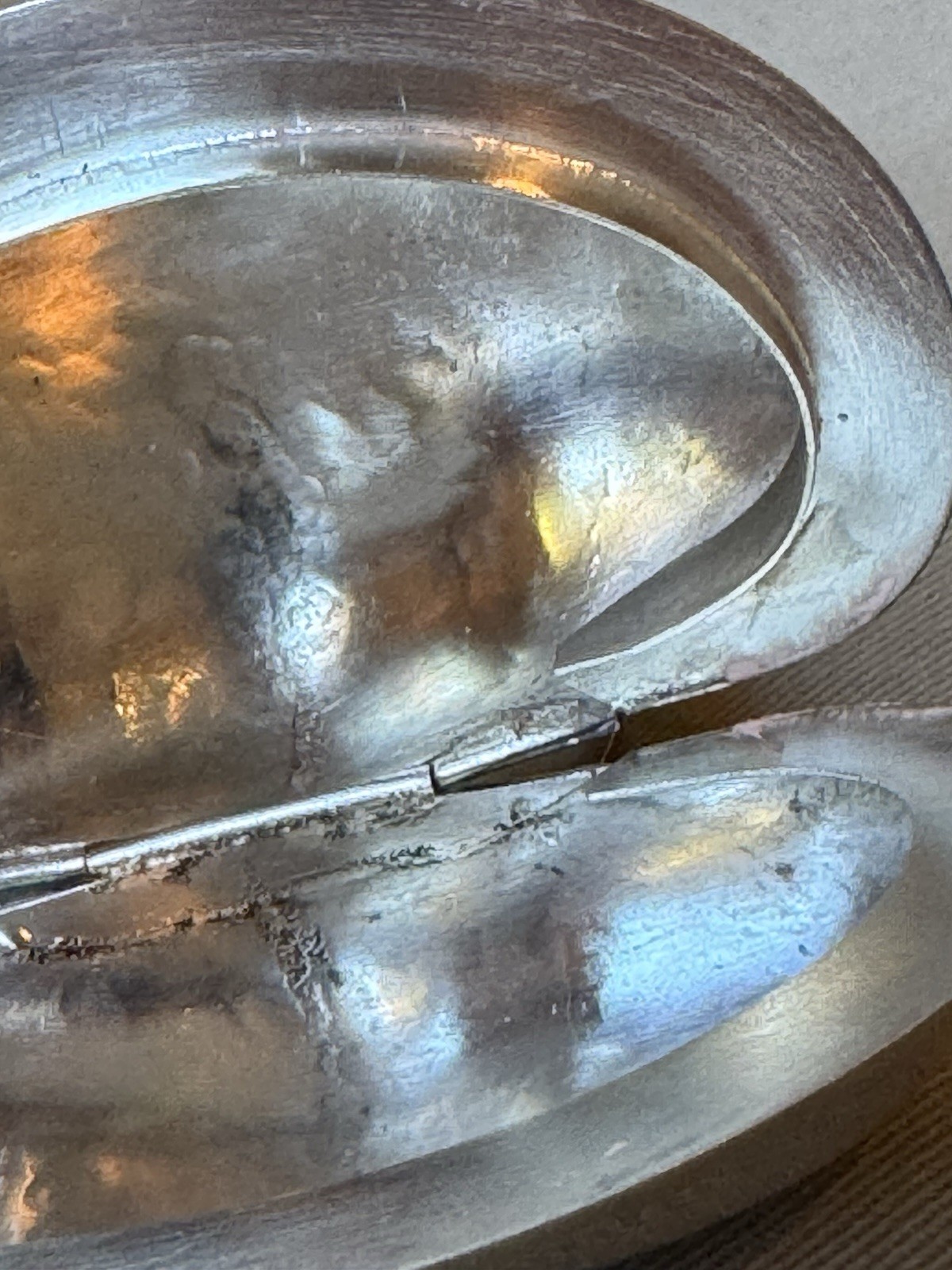 Antique Hallmarked Thailand? 90 Sterling Silver 4.25” Hinged Clam Shell Box