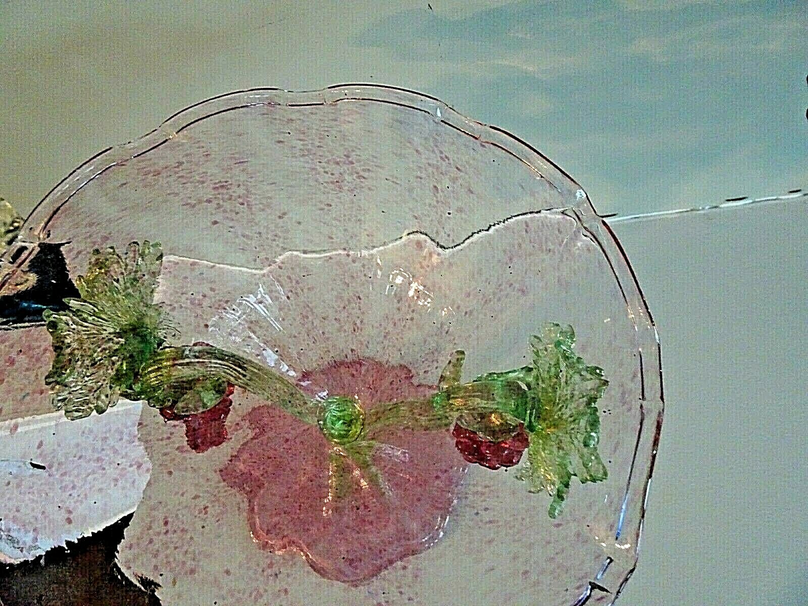 1930's SALVIATI MURANO ART GLASS Plum / Purple GRAPE Compote Footed Bowl 7.35"
