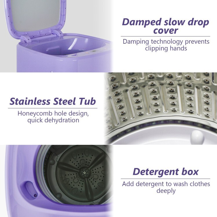 8lbs Washing Machine Fully-Automatic Portable Compact Laundry With Drain Pump