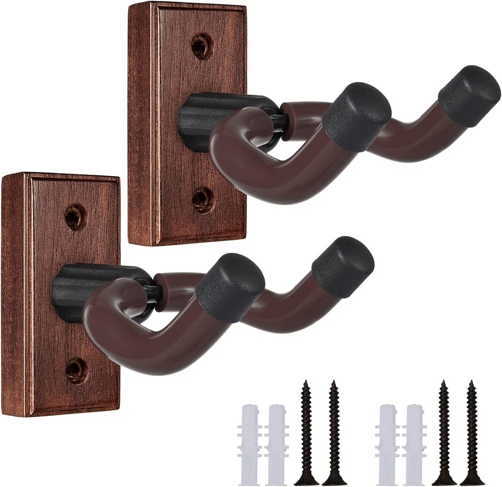 Multi-Functional Guitar Wall Mount - 2 Pack Elegant Hangers for All Instruments