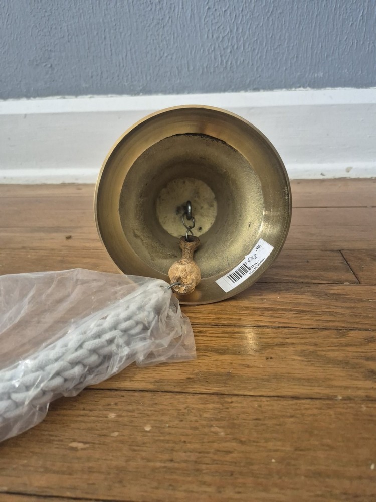 Brass Fire Bell Solid Brass with Knotted Lanyard Fireman Bell 5 & 5/8" Diameter