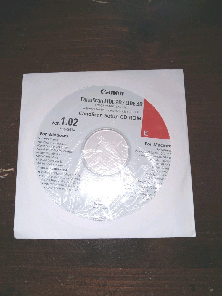 CANON "CanoScan LiDe 20" USB Flatbed Scanner • Cord • Stand • Disc *UNTESTED*